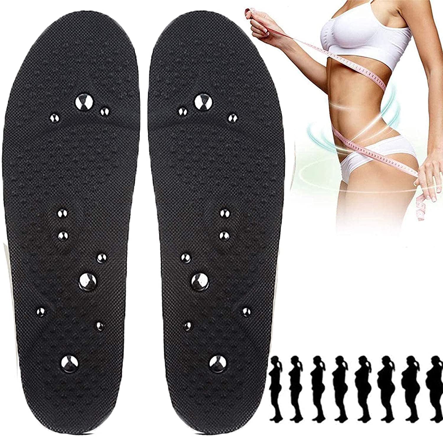 Plantillas de Masaje Magnética de Pies para Hombres Y Mujeres, Dolor Relif para Plantillas de Zapatos de Masaje Transpirables para Fascitis Plantar/3 Pair/M