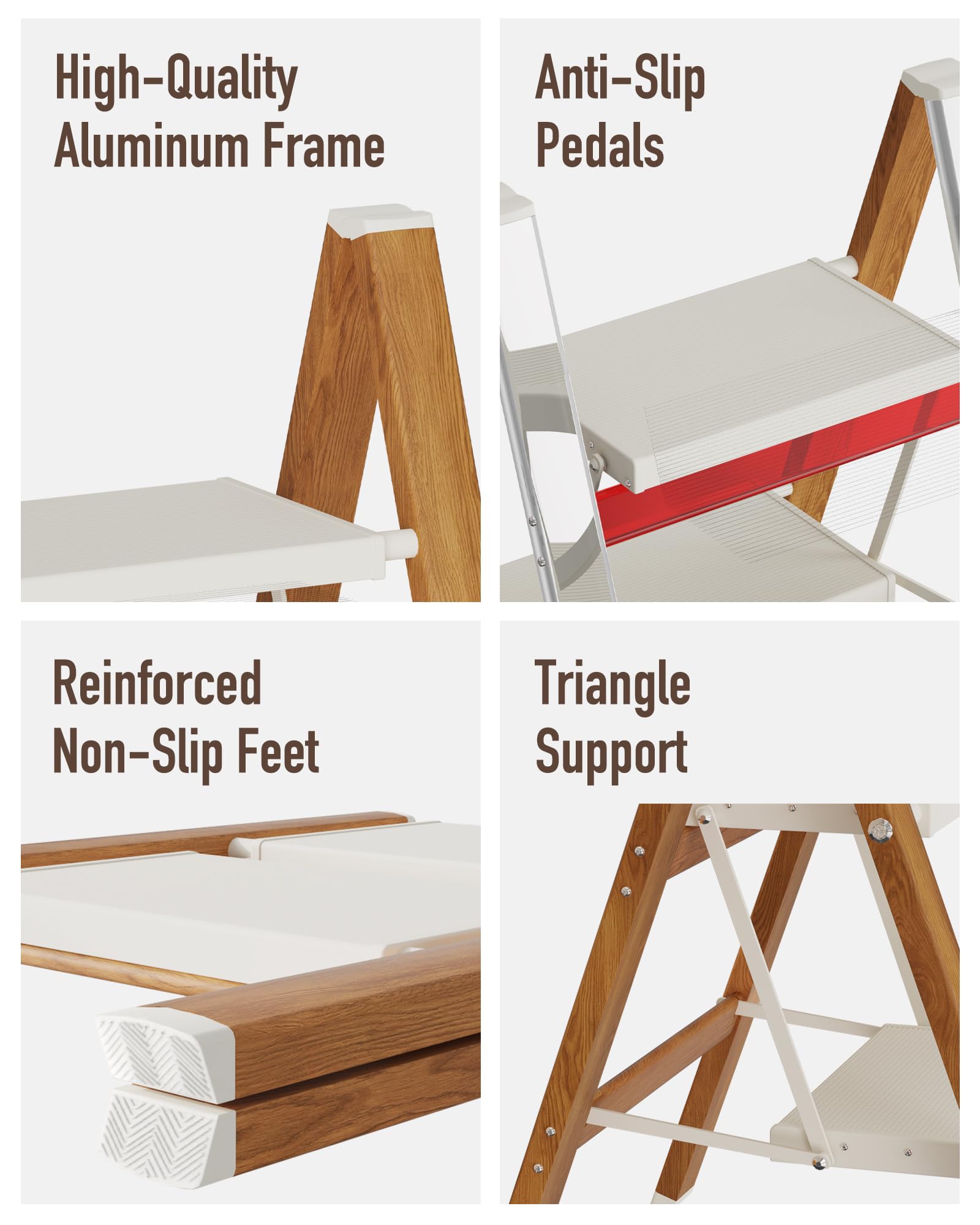 2-Step Aluminum Ladder Lightweight Folding Step Stool with Extra-Wide Anti-Slip Steps 330 lbs Capacity Compact Space-Saving Design for — view 8