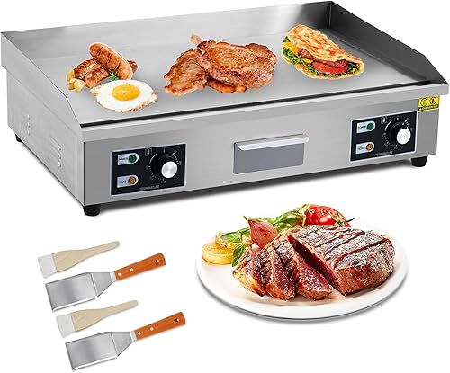 Plancha eléctrica comercial de 29 pulgadas, parrilla eléctrica de 3000 W, parrilla eléctrica de encimera de acero inoxidable con orificio de goteo,