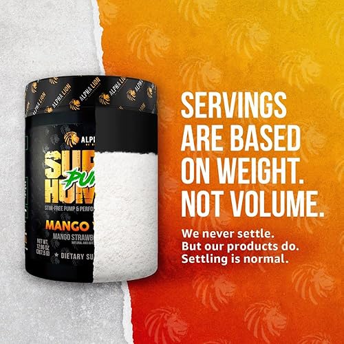 Miniatura 7 de ALPHA LION Superhuman Pump Polvo para antes de entrenar, suplemento preentrenamiento sin cafeína ni estimulantes, potenciador de óxido nítrico, para