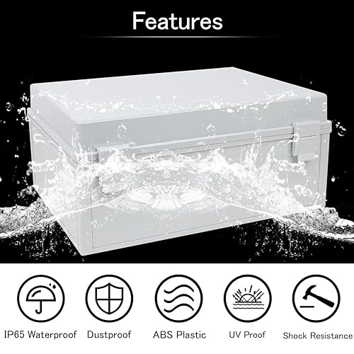 Miniatura 9 de Caja de conexiones IP65 impermeable de plástico ABS con bisagras, cubierta transparente de policarbonato, caja de proyectos eléctricos con placa de