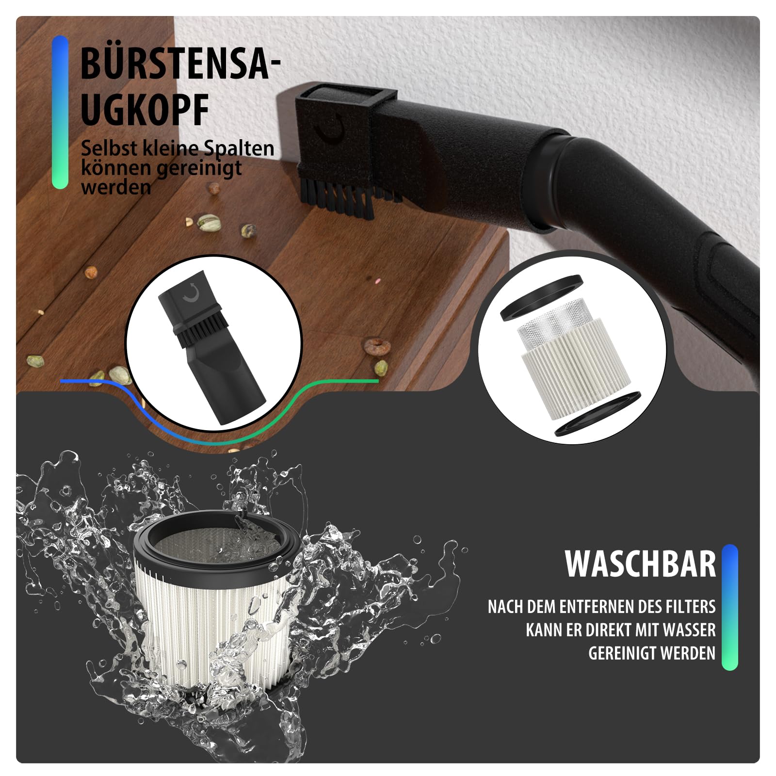 Odkurzacz przemysłowy Hoover odkurzacz na mokro i sucho, 4800 W, wysoka moc ssąca, bez worka na kurz, 16 kPa, pojemność 15 l, 4 koła wysuwowe