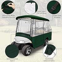 Vista 4 de Leader Accessories Recinto de conducción de golf para 2 + 2 personas, techo corto, carrito de golf para 2 más de 4 pasajeros, verde (verde)