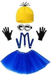 5 PCS Halloween Costume for Kids Girls,Goggles/Beanie/Tutu Skirt/Suspenders/Gloves Halloween Costume Accessories