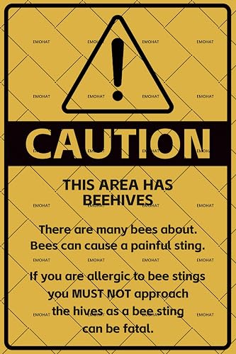 EMOHAT Caution No Trespassing Honeybees Metal Tin Sign, Honeybees at