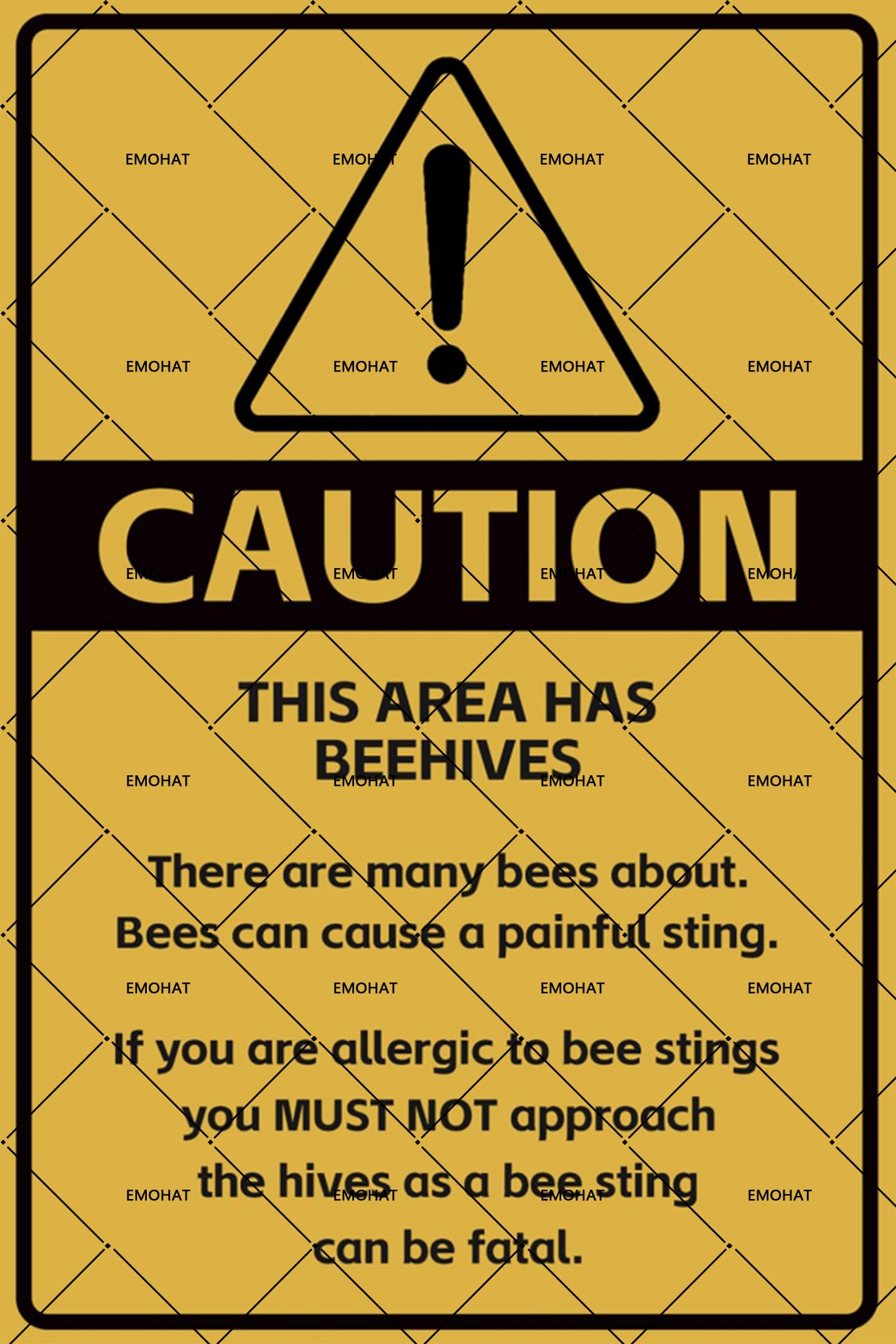 Caution No Trespassing Honeybees Metal Tin Sign, Honeybees at Work Warning Sign for Garden Farm Orchard, 16x12 Inch Rustic Novelty Decor for Garage Home Outdoor