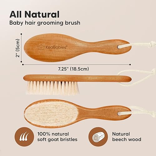 Miniatura 29 de Cepillo de madera para el pelo del bebé, cepillo de bebé con cerdas suaves de cabra, peine suave perfecto para recién nacidos para bebés, niñas