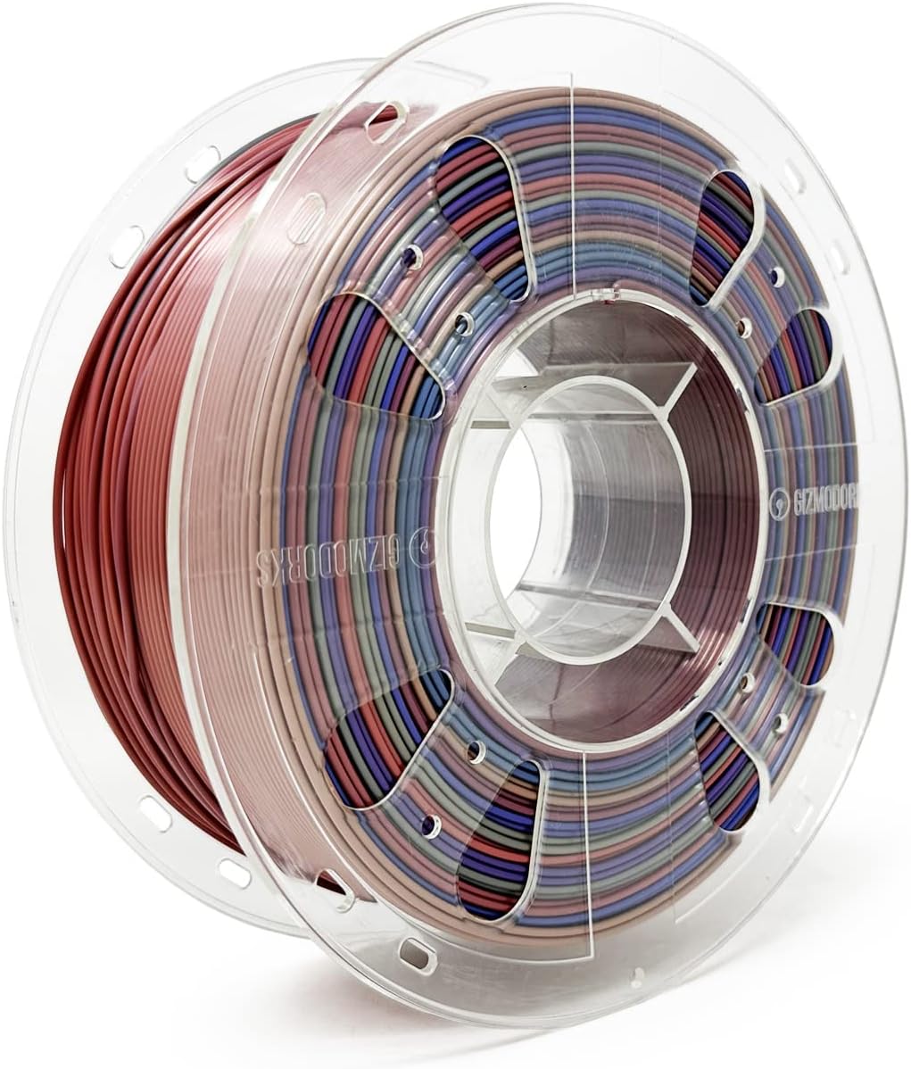 Gizmo Dorks Shiny Silk Multicolor Gradient Filament 1.75mm 1kg, Rainbow Dark