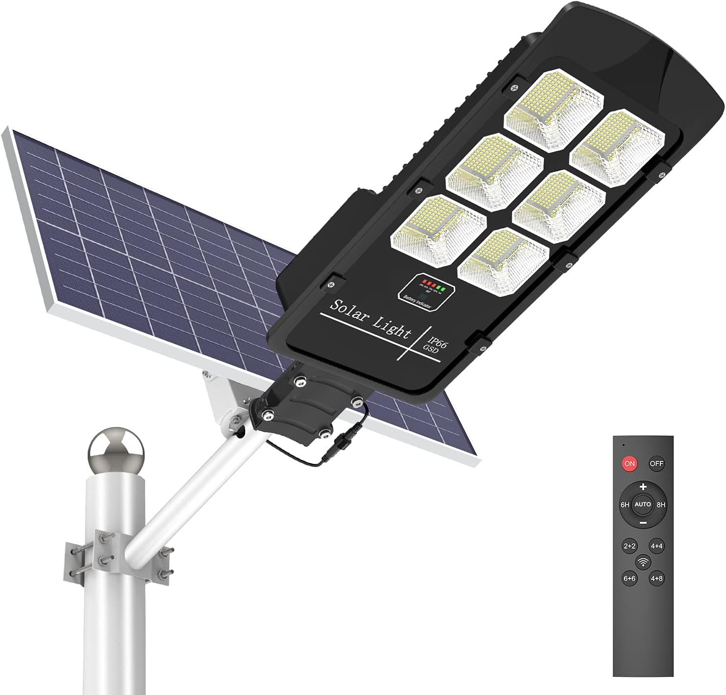 TENKOO Solar Street Flood Lights Outdoor 600W Solar Led Flood Light Dusk to Dawn 52000LM IP67 Waterproof Parking Lot Lights with 16.4ft Cables Security Commercial Lighting for Yard, Garden