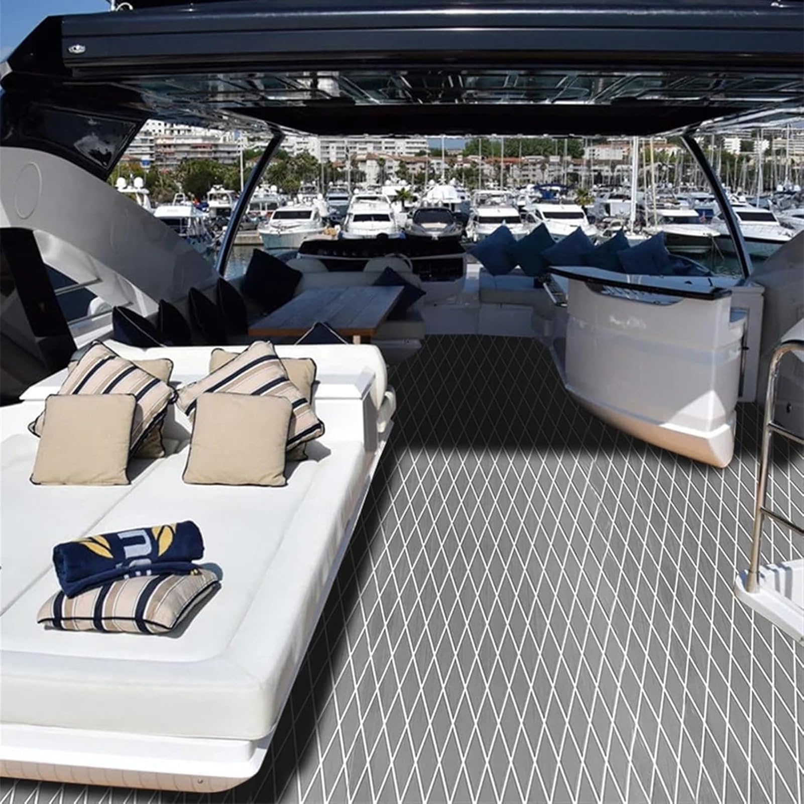 Eva Schaum Bootsbodenbelag 6 mm Selbstklebend & Wasserdicht Yacht Bodenbelag, Diamant-Muster Eva Schaum Boot für Yachten, Motorboote, Surfbretter & Schwimmbäder,Color 4,240 * 60cm