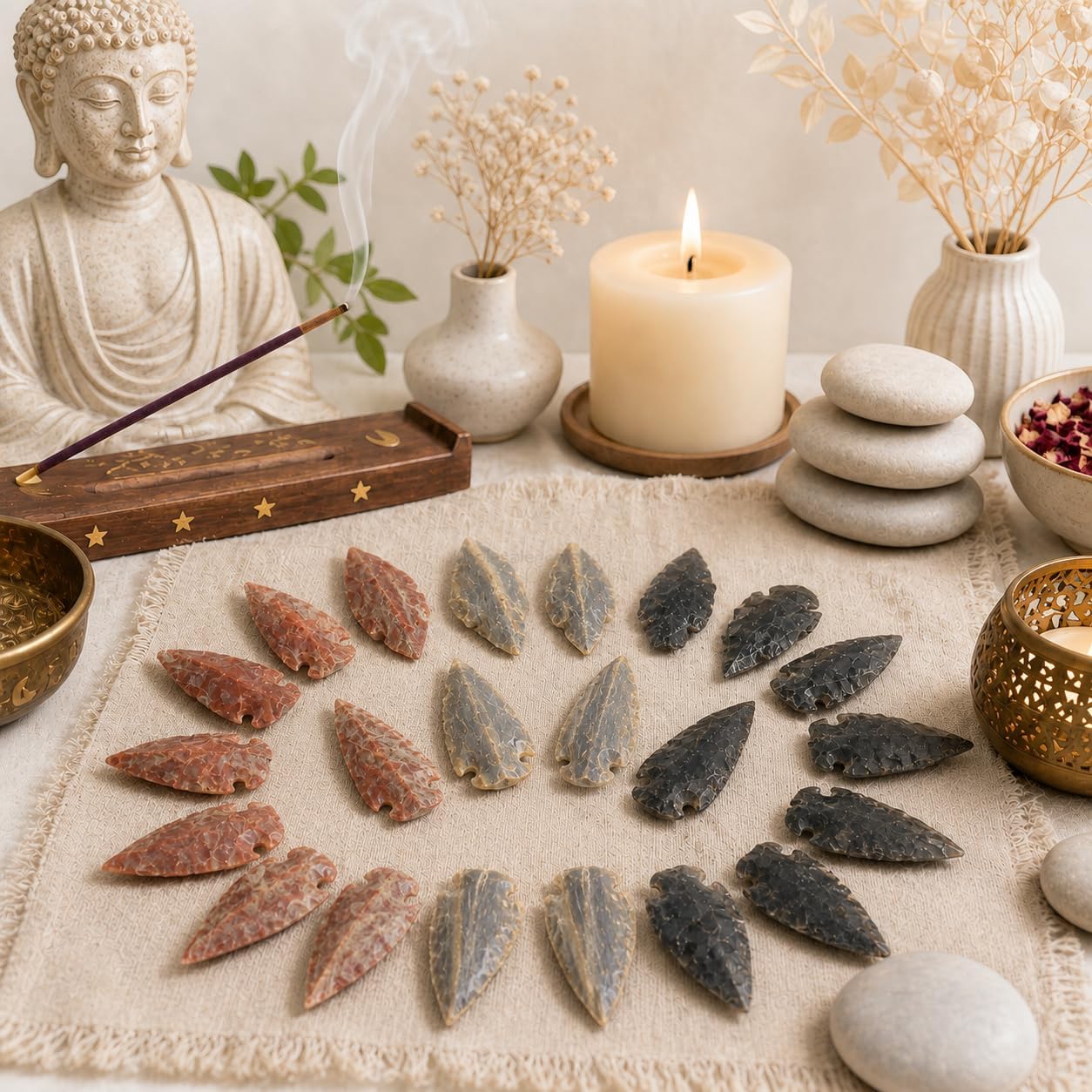GEMSCITE Fancy Jasper Arrowhead, 20 PCS Natural Crystal Arrowhead Point for Jewelry Making, DIY Crafts Approx 1 Inch image 4