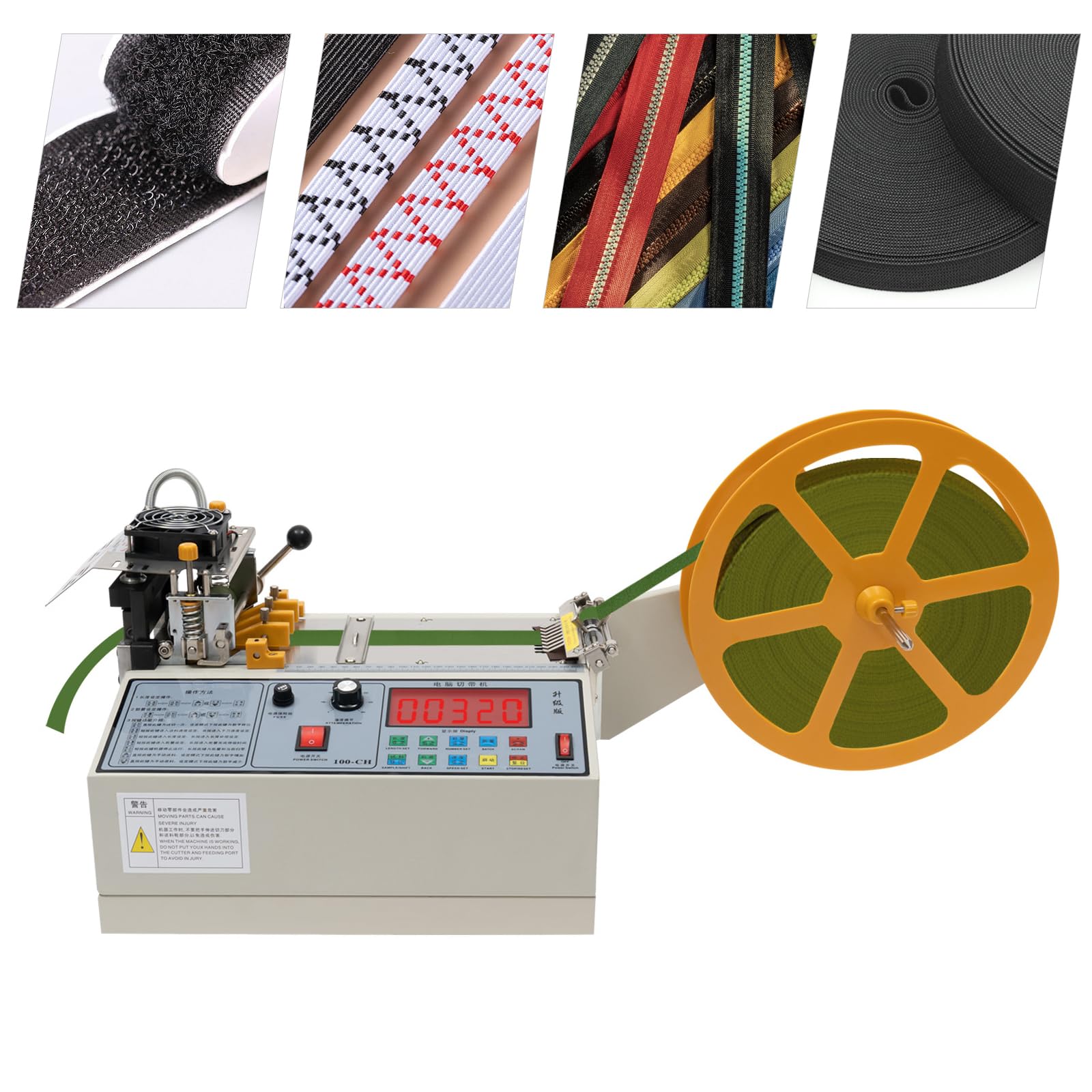 Máquina de corte de 440 W, cortador automático de cinta caliente y frío, 350 °C, máquina de corte automática, 100 unidades/min, ancho de corte 1-95 mm para cortar bolsas tejidas sacos de nailon