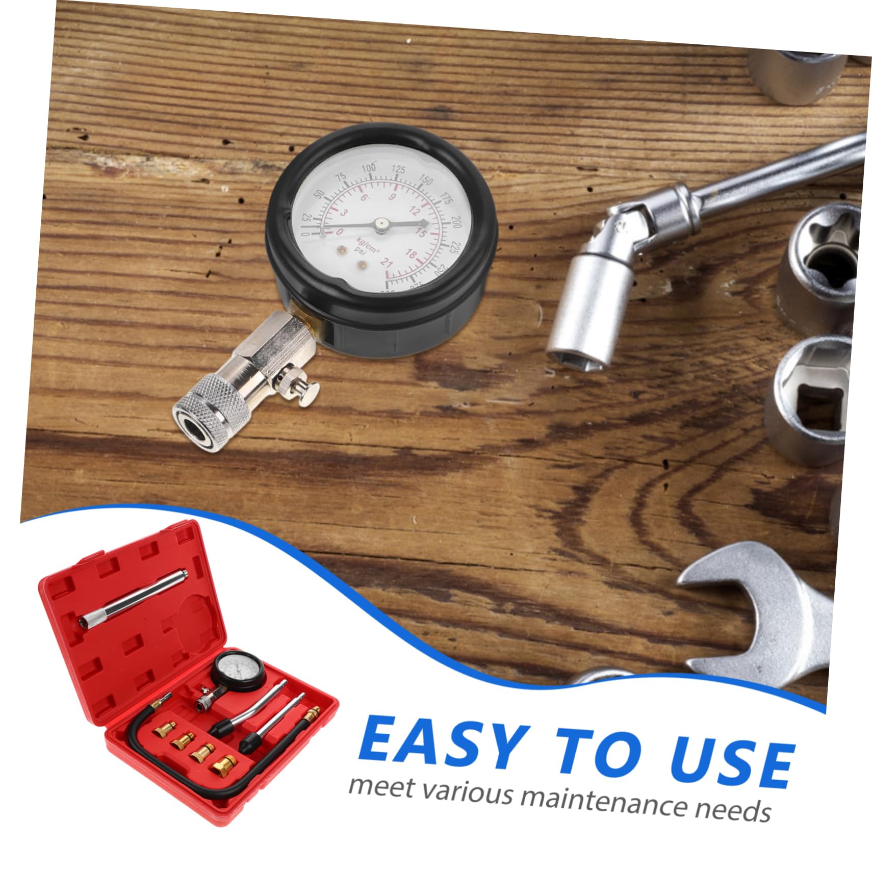 Cabilock Tester Compressione Del Cilindro Per Auto e Misuratore Pressione Per Riparazioni Kit Test Compressione Completo Strumento Adattabile Per Piccoli Motori e Motori Fuoribordo