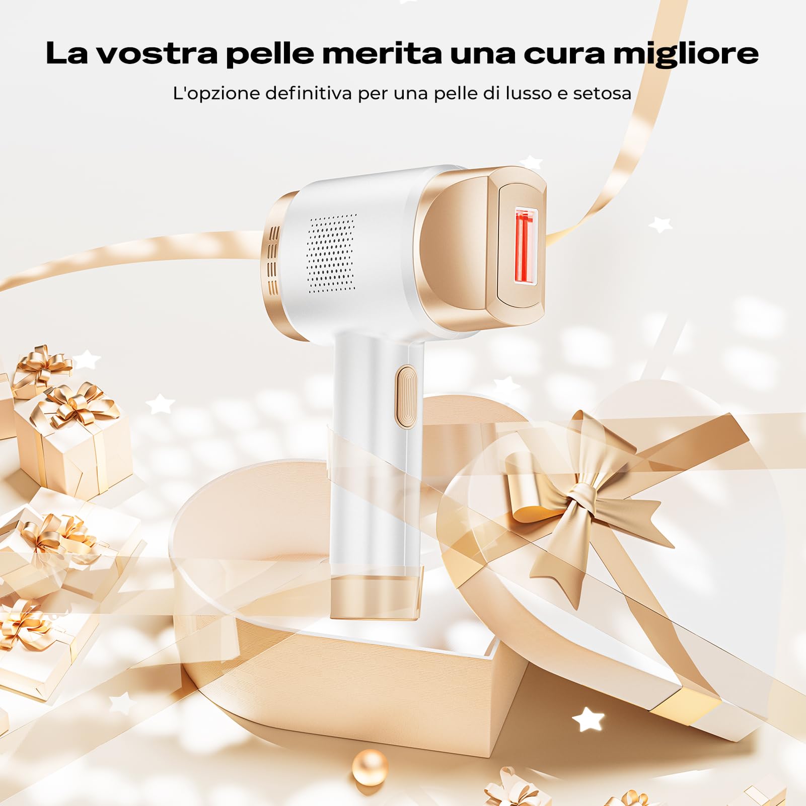 21J Epilatore Luce Pulsata con Raffreddamento a Ghiaccio 8°C, Epilatore Laser a 9 Livelli e Luce Rossa 600NM, Epilatore a Luce Pulsata Touchscreen per Uomini,Donne,Viso, Braccia, Zona Bikini, Corpo