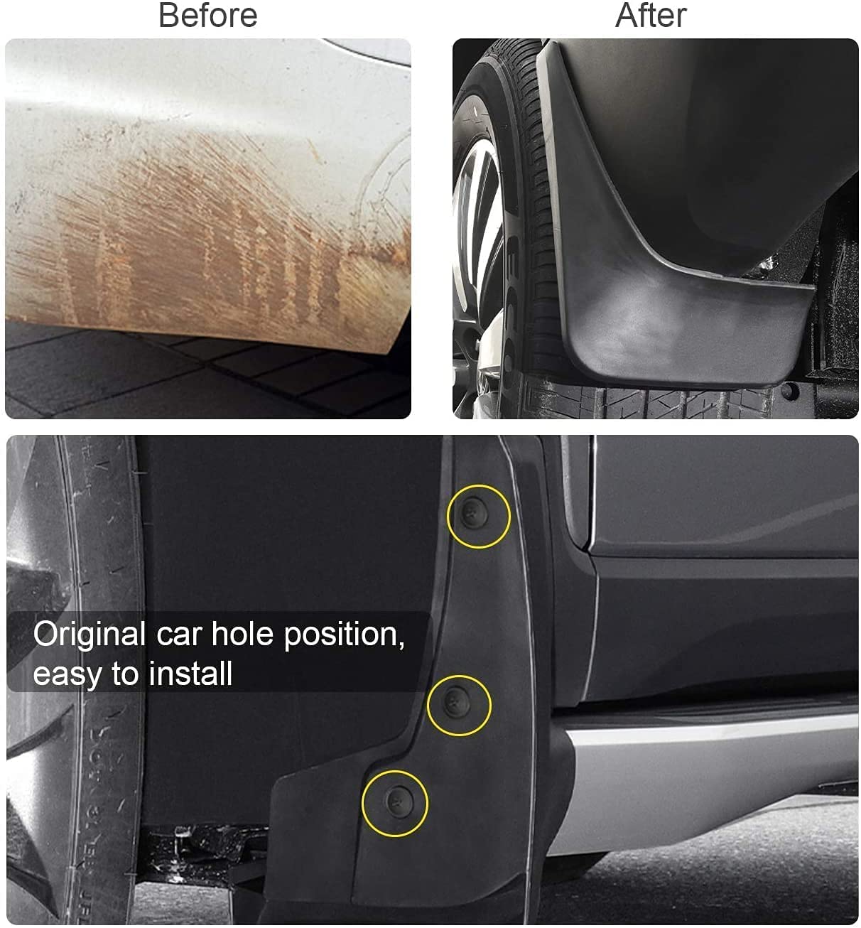 4 Pezzi Auto Paraspruzzi per Fit All Cars, Trucks, Vans, Auto Parafango Impermeabile E Resistente, Paraspruzzi Con Vite,Facile Montaggio