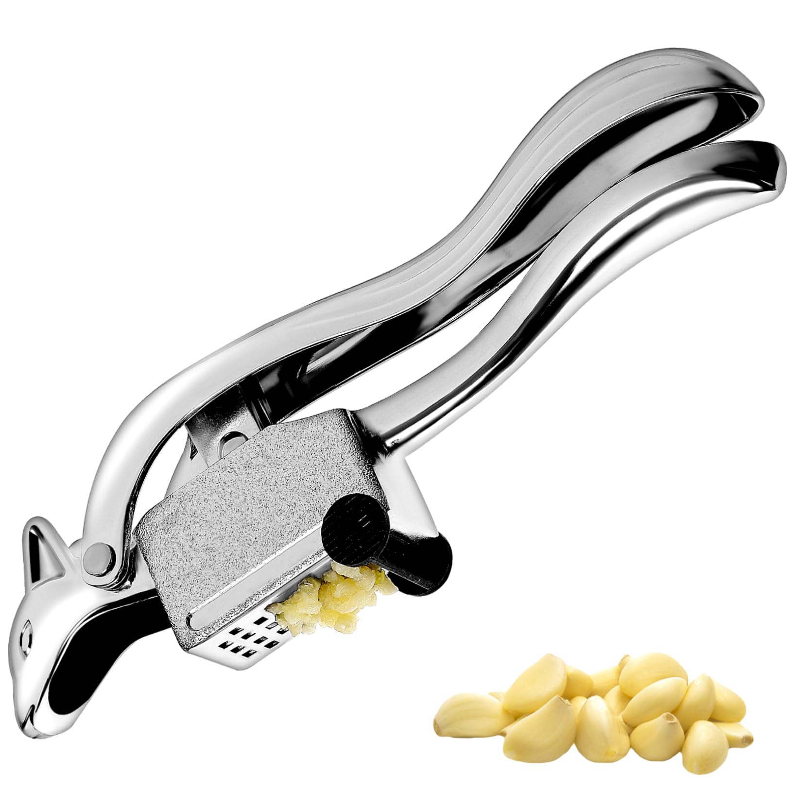 Unomor Stainless Steel Garlic Press Mincer Ergonomic Manual Garlic Crusher for Easy Squeezing Detachable Design for for Home Kitchens and Restaurants