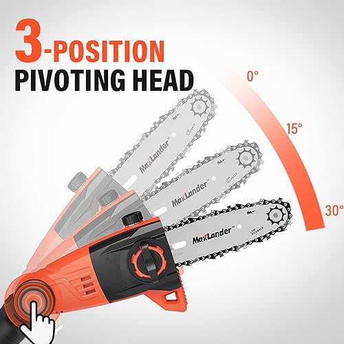 Miniatura 7 de Sierra de poste inalámbrica de 8 pulgadas para recortar árboles y recortar setos de poste de 18 pulgadas 2 en 1, alcance máximo de 15 pies,