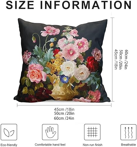 Miniatura 2 de Elegante funda de almohada decorativa de terciopelo floral de doble cara fundas de almohada de flores de 16 x 16 pulgadas (LC-786)