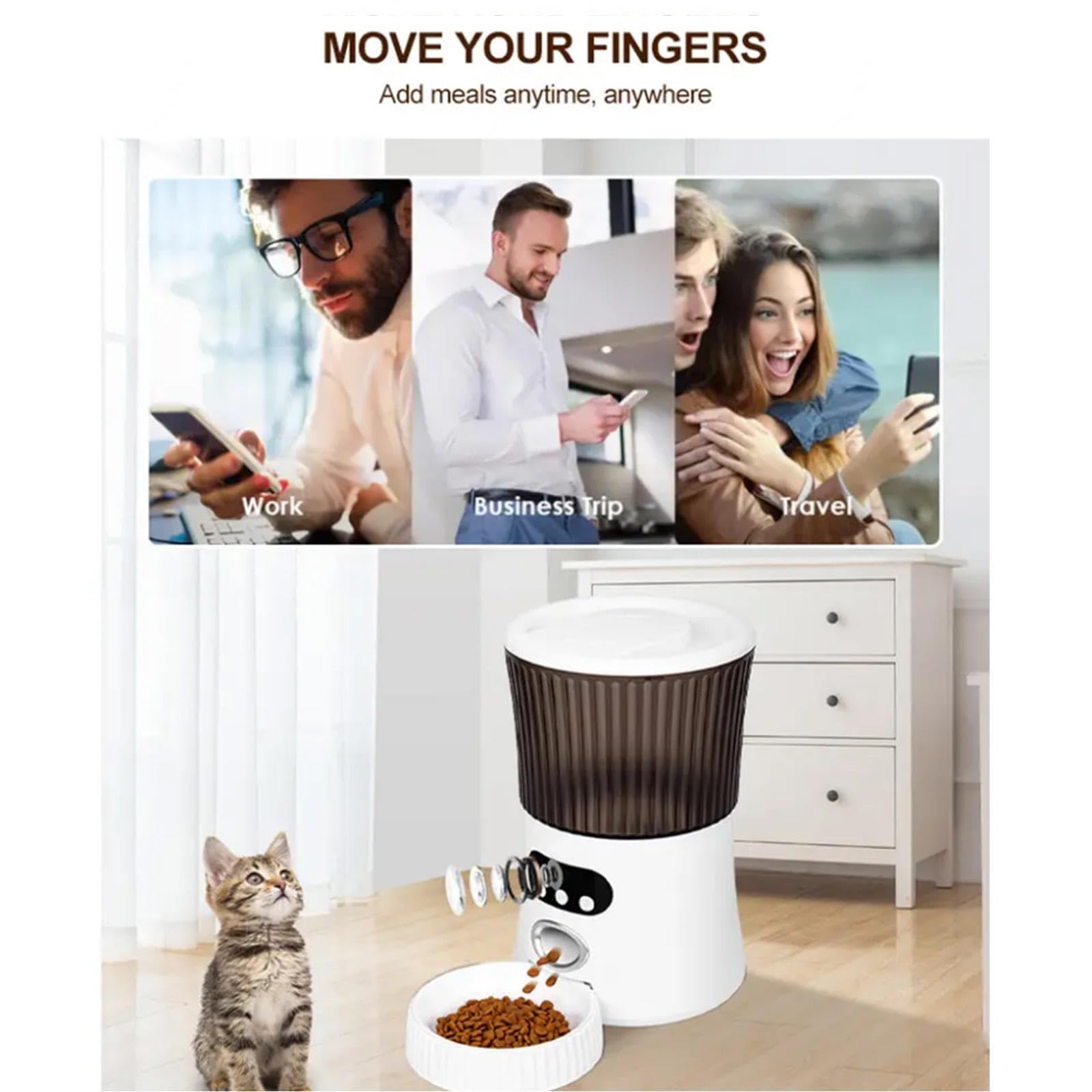Comedero Automático para Gatos, 6L 2.4G WLAN,con App Control, Full 1080p HD Cámara y Visión Nocturna Comedero Automatico para Gatos, Comedero para Gatos
