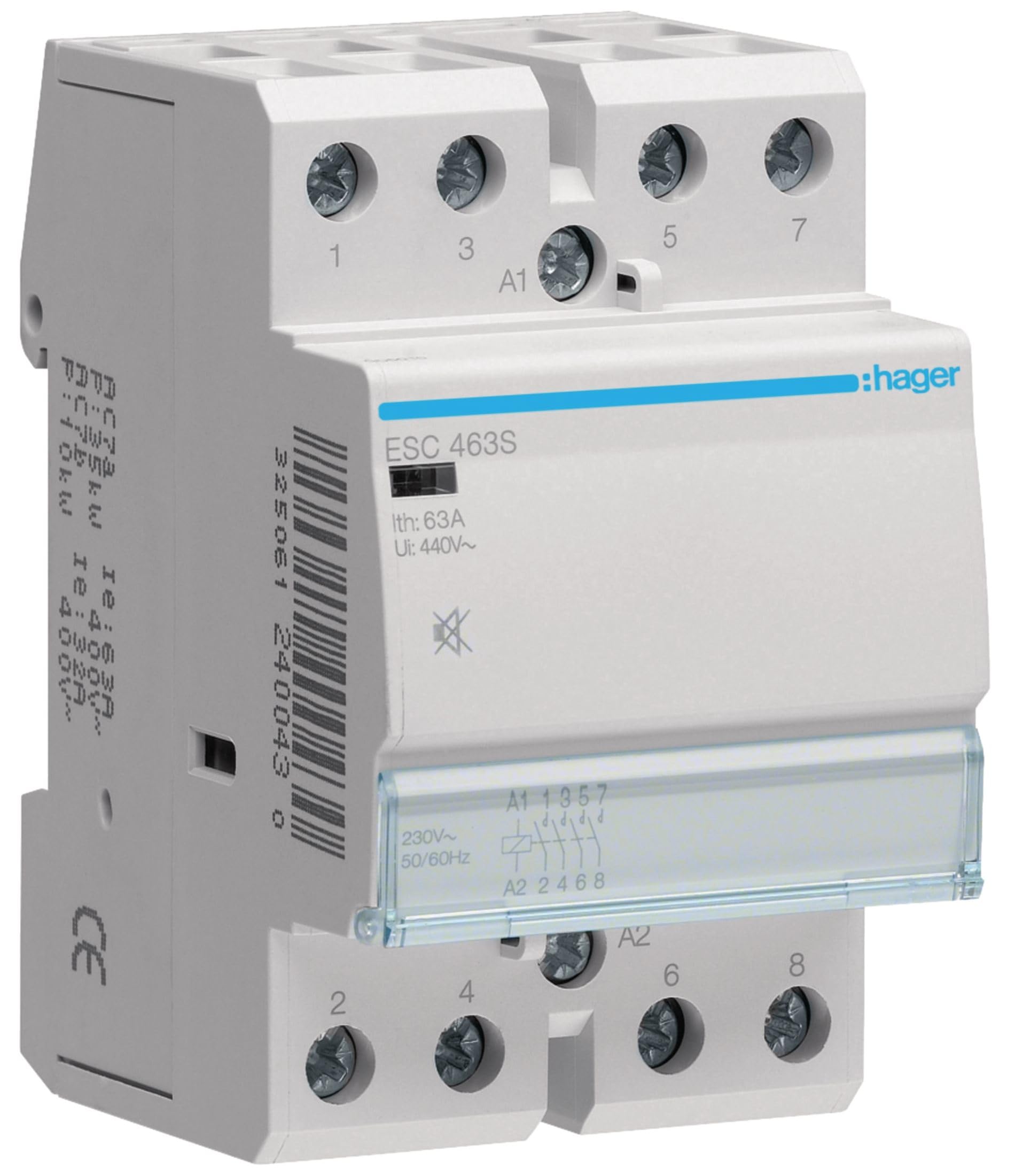 Hager – ESC463S Silent – CONTACTOR, 63 A, 4 NA, 230 V