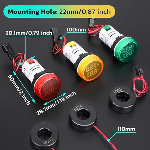 Vista 23 de DROK Medidor de voltaje de CA 500V, 3 unids AC 60-500V 110v 220v Monitor de voltaje digital más grande pantalla LED voltímetro detector de voltios