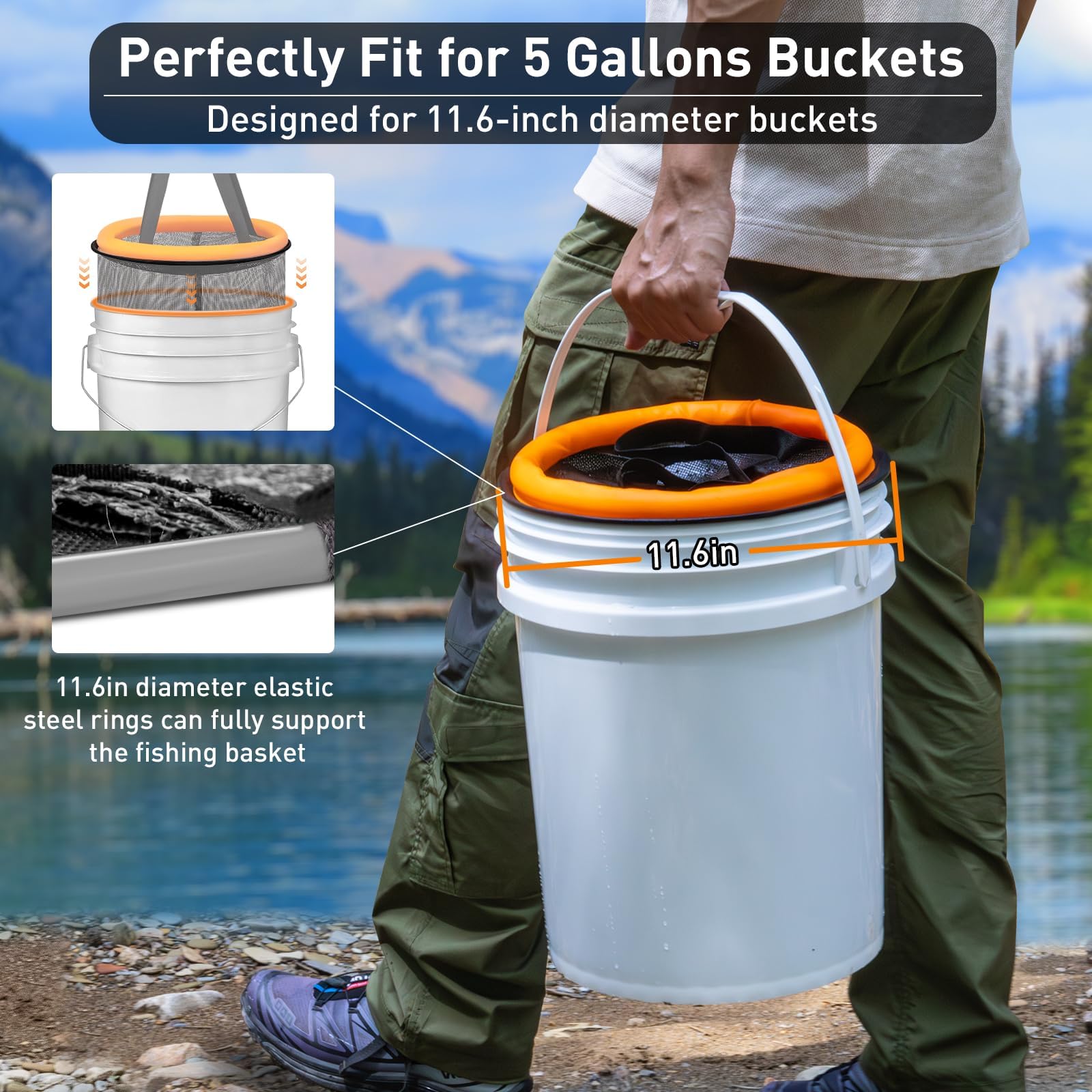 Snapklik.com : Floating Fish Basket For 5 Gallons Buckets, Foldable ...