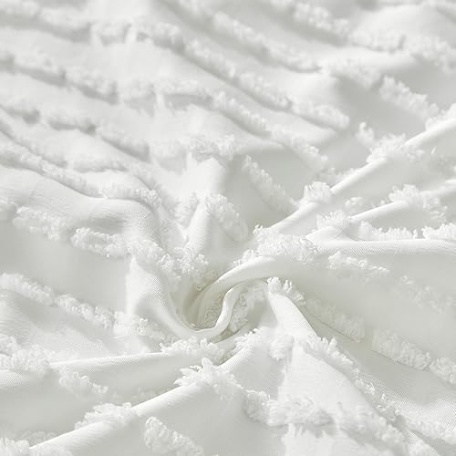 Miniatura 3 de WARMDERN Juego de 2 fundas de almohada blancas tamaño Queen estándar, fundas de almohada de microfibra suave, estilo bohemio con textura y cierre de