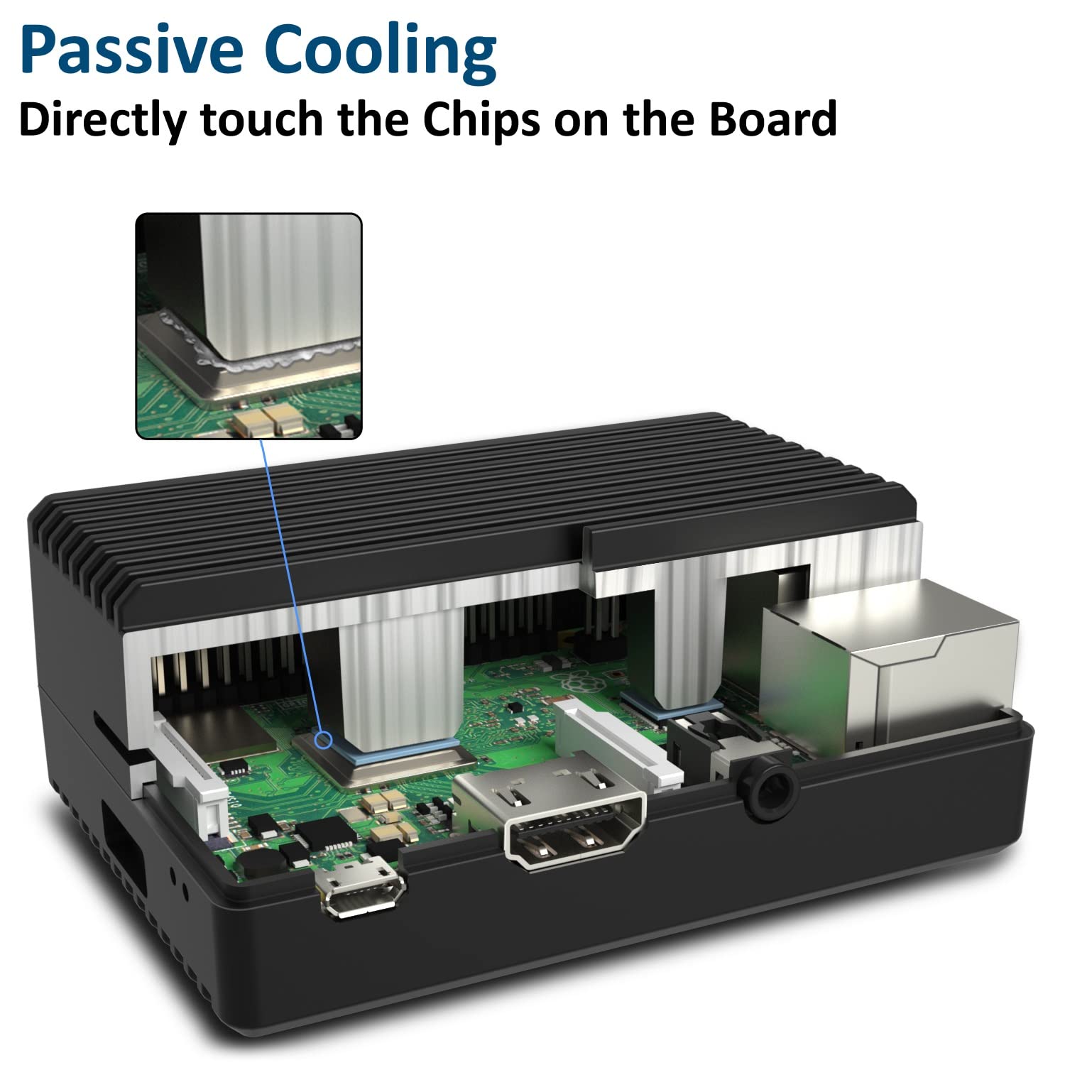 Miuzei Alluminio Case per Raspberry Pi 3b 3b+ con 5.1v 3a Alimentatore con Interruttore On/Off,Micro USB,Raffreddamento Passivo Case compatibile con Raspberry Pi Modello 3b 3b+