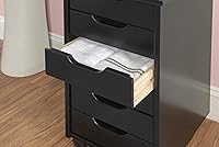 Vista 18 de Corinne - Carrito de almacenamiento con ruedas de seis cajones, color negro Linon