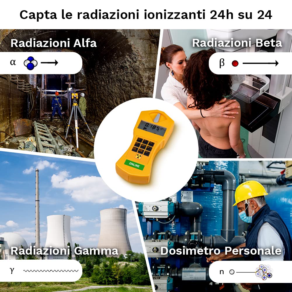 Online | Contatore Geiger per la radioattività con trasmissione dati in tempo reale, strumento grafico per l'analisi, segnale acustico, allarme, interfaccia USB, software di analisi dati