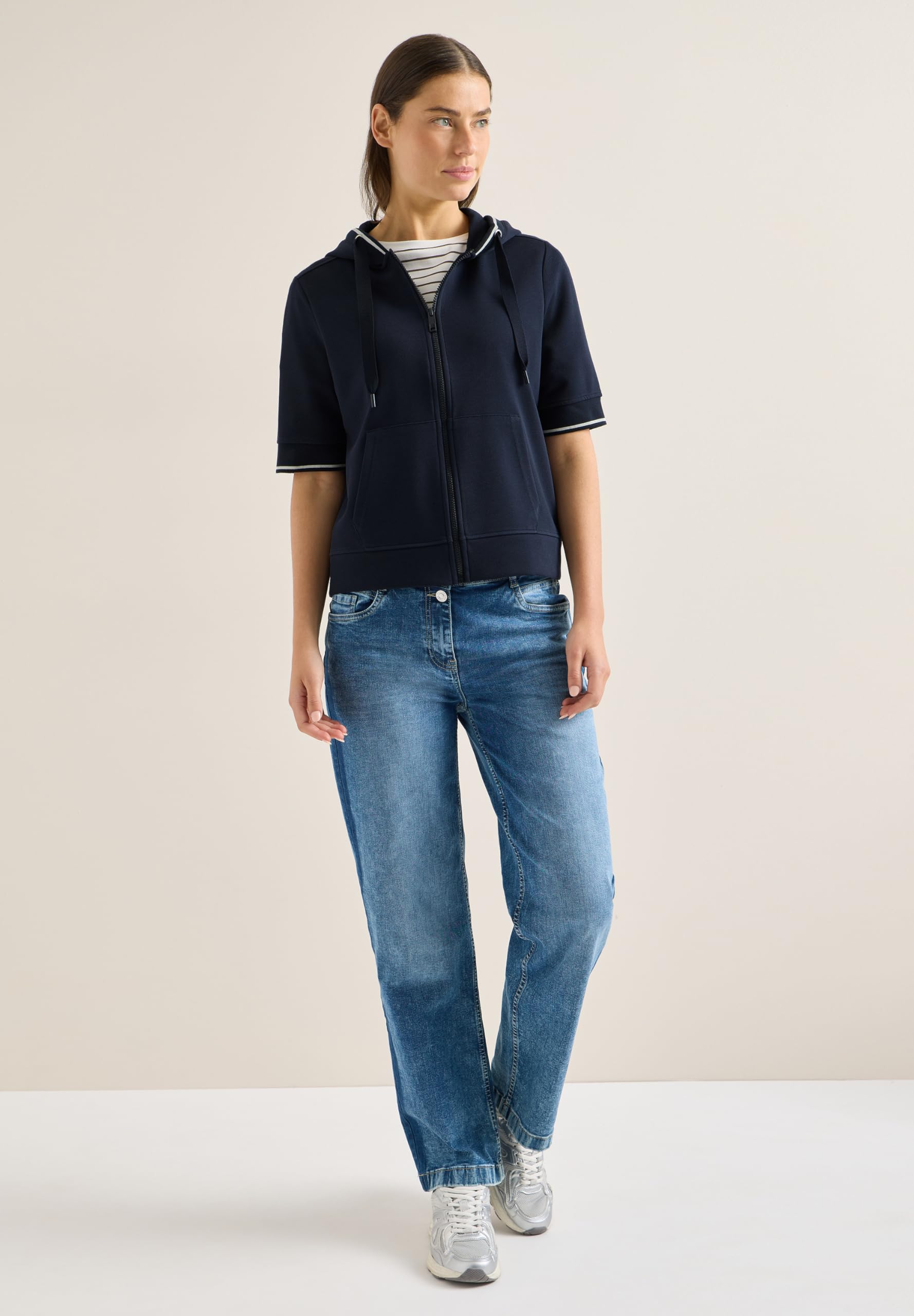 Cecil Kurzarm Sweatjacke mit Kapuze