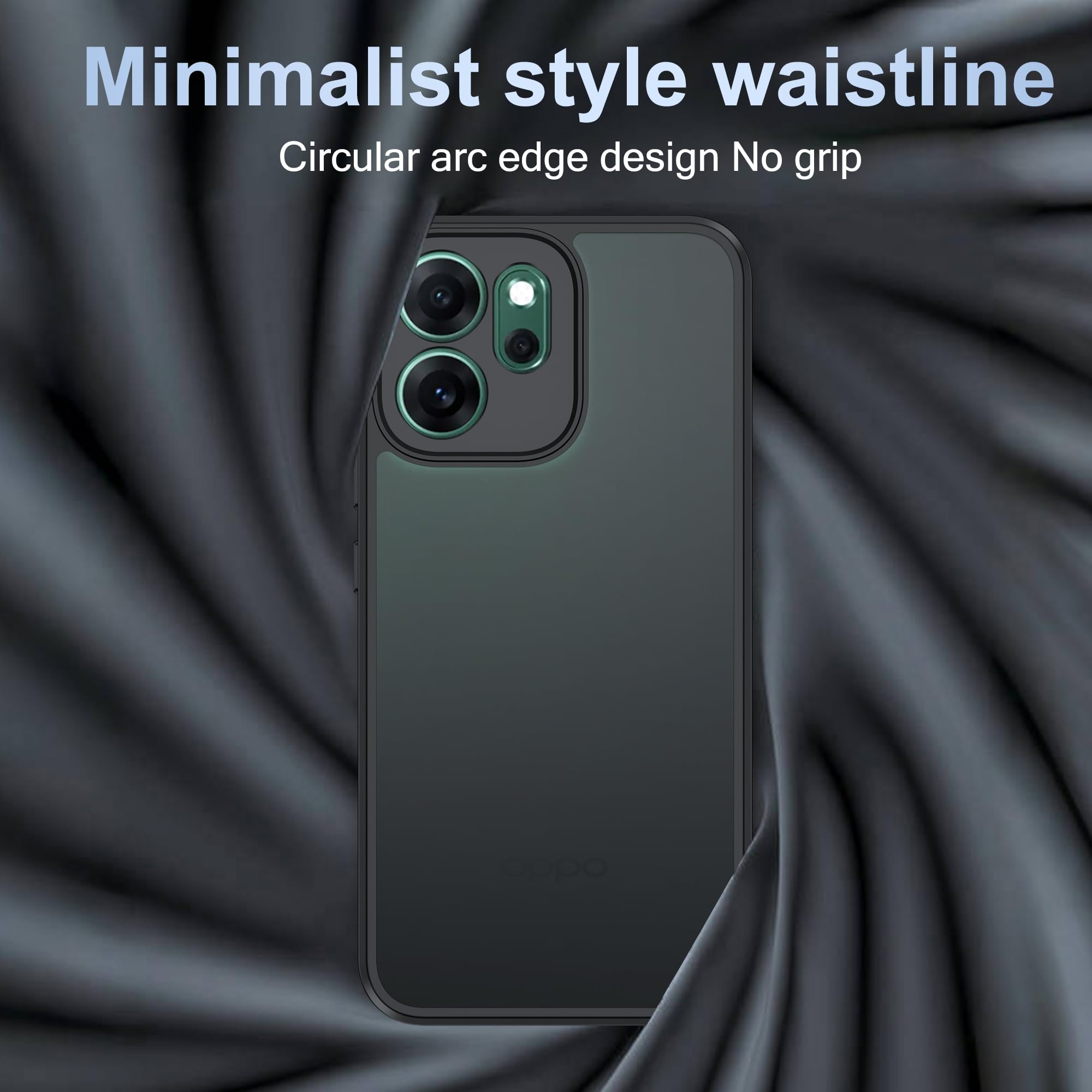 zZjoOoj Cover per OPPO Reno 14 F 5G/ Reno 14 FS 5G Custodia Con 2 Pezzi Pellicola Vetro Temperato, Traslucida Opaco Retro Antiurto Cellulare Custodia,Antiurto, Anti-Graffio (Nero)