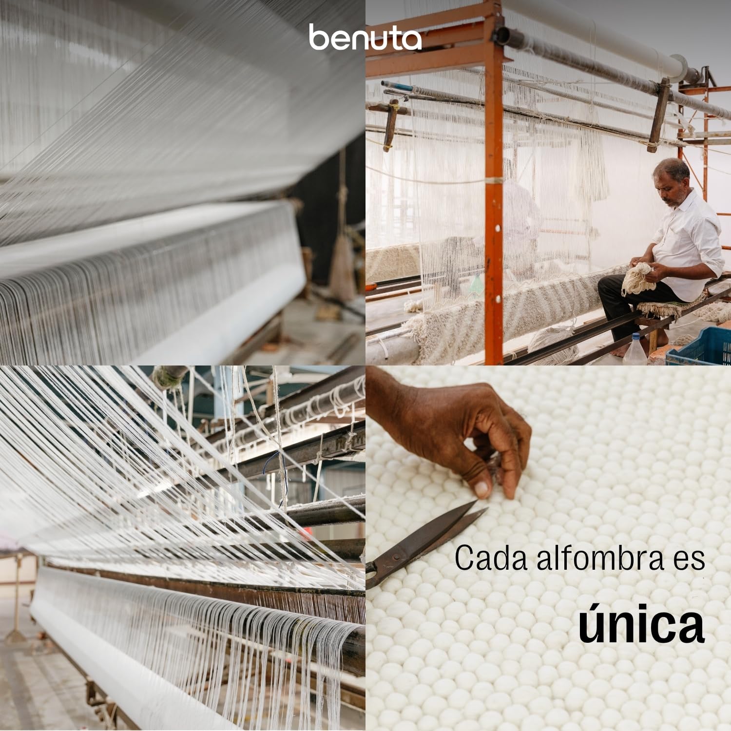benuta Basic Alfombra Algodon Ron - Crema 200x290 cm - 100% Tejida a Mano - Estilo: Uni, Minimalista, Natural - Fácil Cuidado para Salon, Sala de Estar y Dormitorio