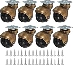 PATIKIL 2 Inch Ball Caster Wheels Set of 4, 360° Rotating Swivel Top Plate Wheels 397 lbs Total Capacity Caster with M4 Screws for Furniture Table Cabinet Bronze