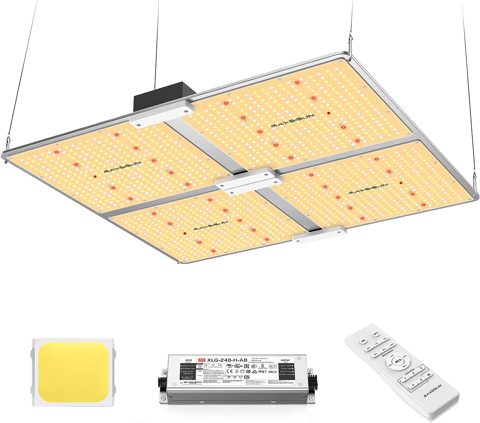 MAXSISUN PB4000 Pro Grow Light, 400W LED Grow Lights for Indoor Plants Full Spectrum Uses Samsung Diodes and Mean Well Driver Remote Control Dimmable Growing Lamps for a 4’x4’ Grow Tent Veg & Bloom