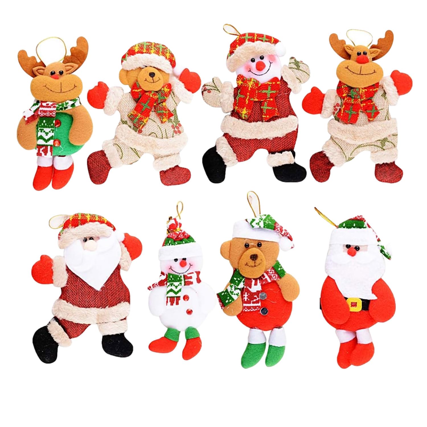 8 Piezas Decoración de Árbol de Navidad, Adornos Árbol Navidad Colgantes, Colgante de Peluche, Adornos Muñecos Árbol Navidad, Colgante Tela de Árbol Navidad