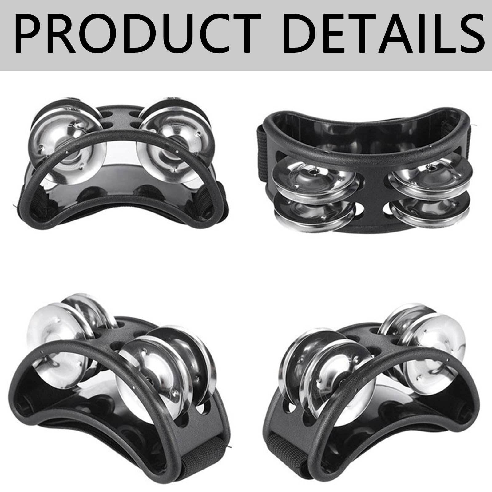 2Pcs Bright Foot Tambourine Percussion Lightweight Half Moon Musical Instrument 2‑Row Foot Tambourine for Party Shoes Gift Singer - Image 3