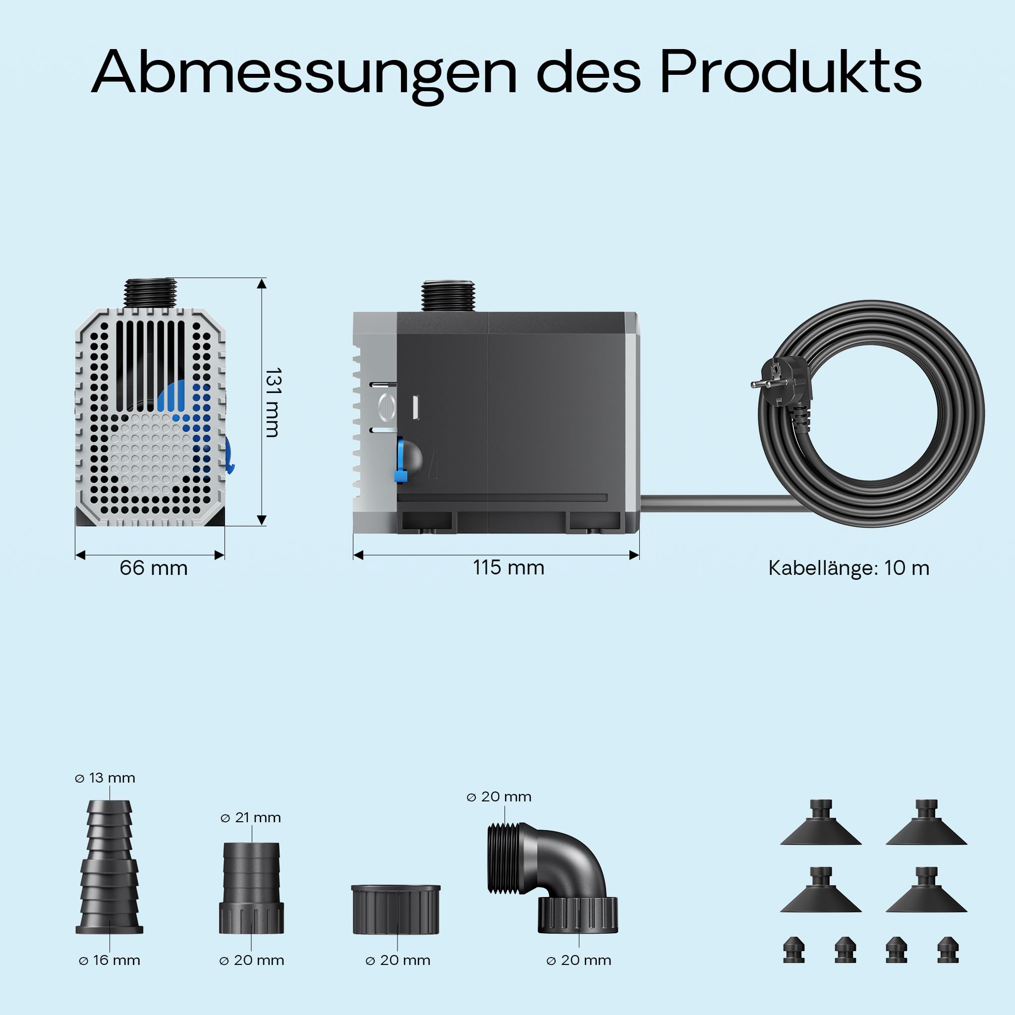 SunSun CHJ-2000-10 ECO Teichpumpe 2000 l/h / 35 W, energiesparende Filterpumpe, Bachlaufpumpe für Koiteiche, Umwälzpumpe, Gartenteichpumpe