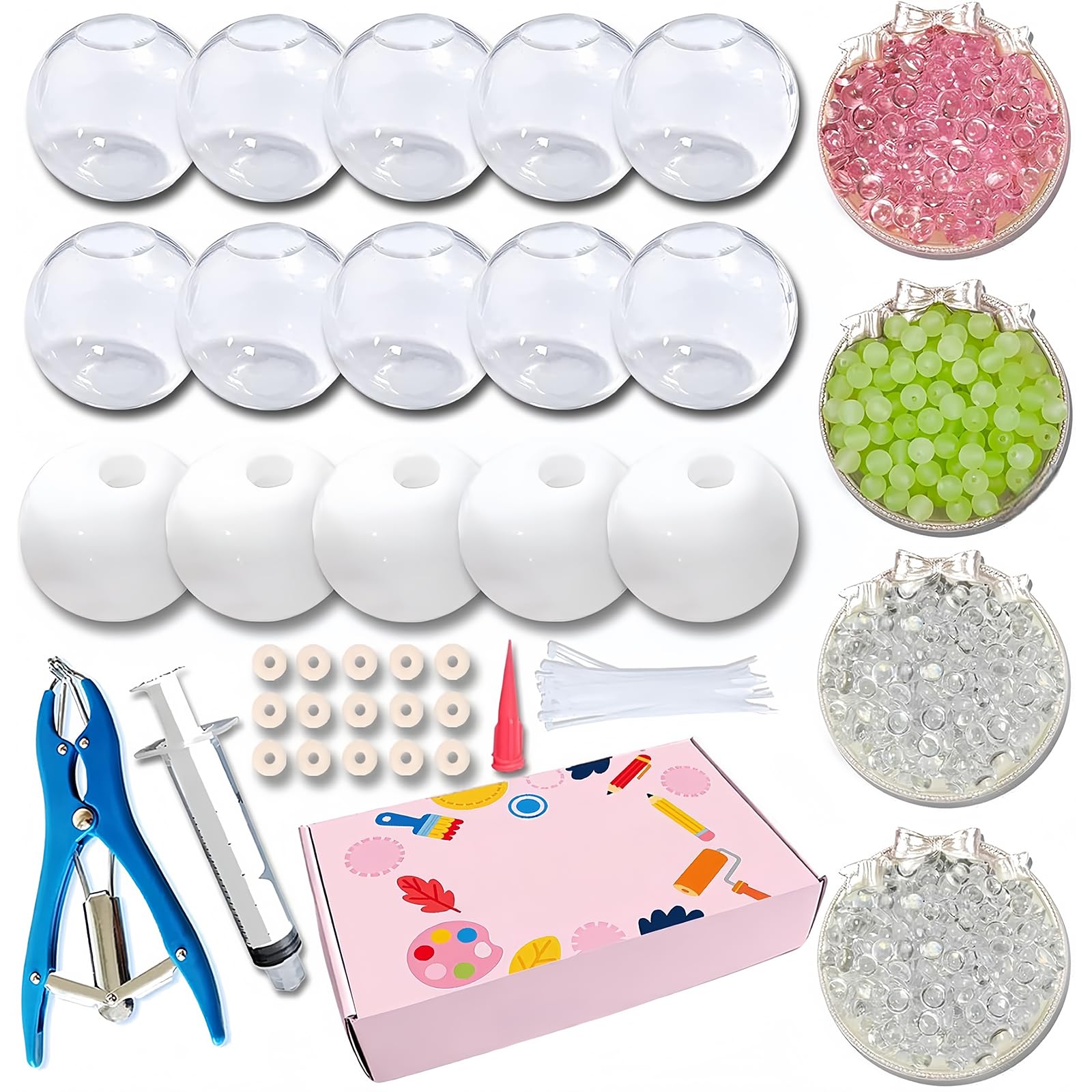 DIY Stress Ball Making Kit, Portable Squishy Making Kit with Expander Tool with Expander Tools & Cable Ties for Pressure Squishy Balls, Make Your Own Fidget Stressball (C)