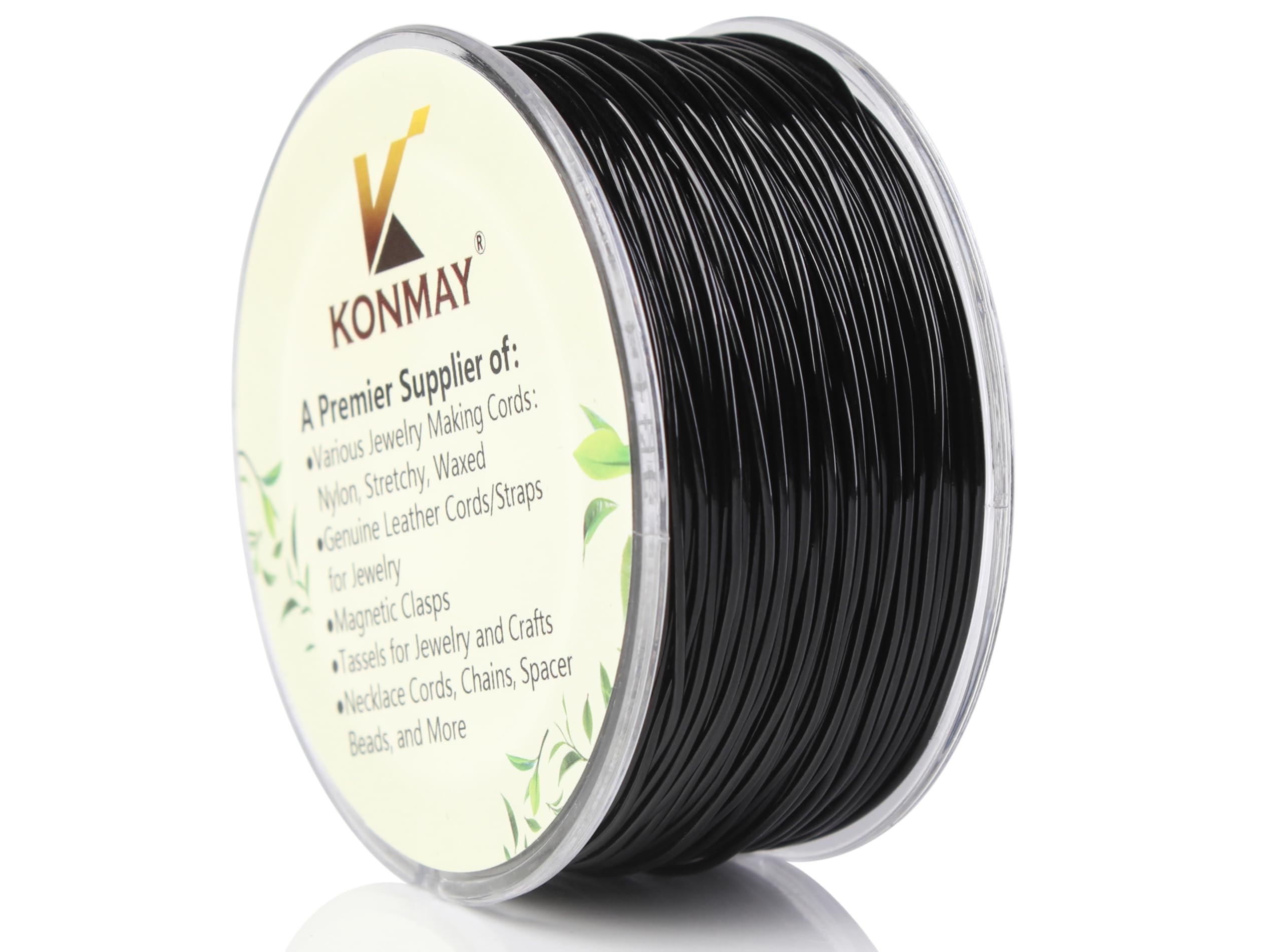 KONMAY 0.8mm Black TPU Crystal Elastic String with Dispenser, 65 Yards Round Stretch Beading Cord for Bracelets, Necklaces & Jewelry Making โ image 1