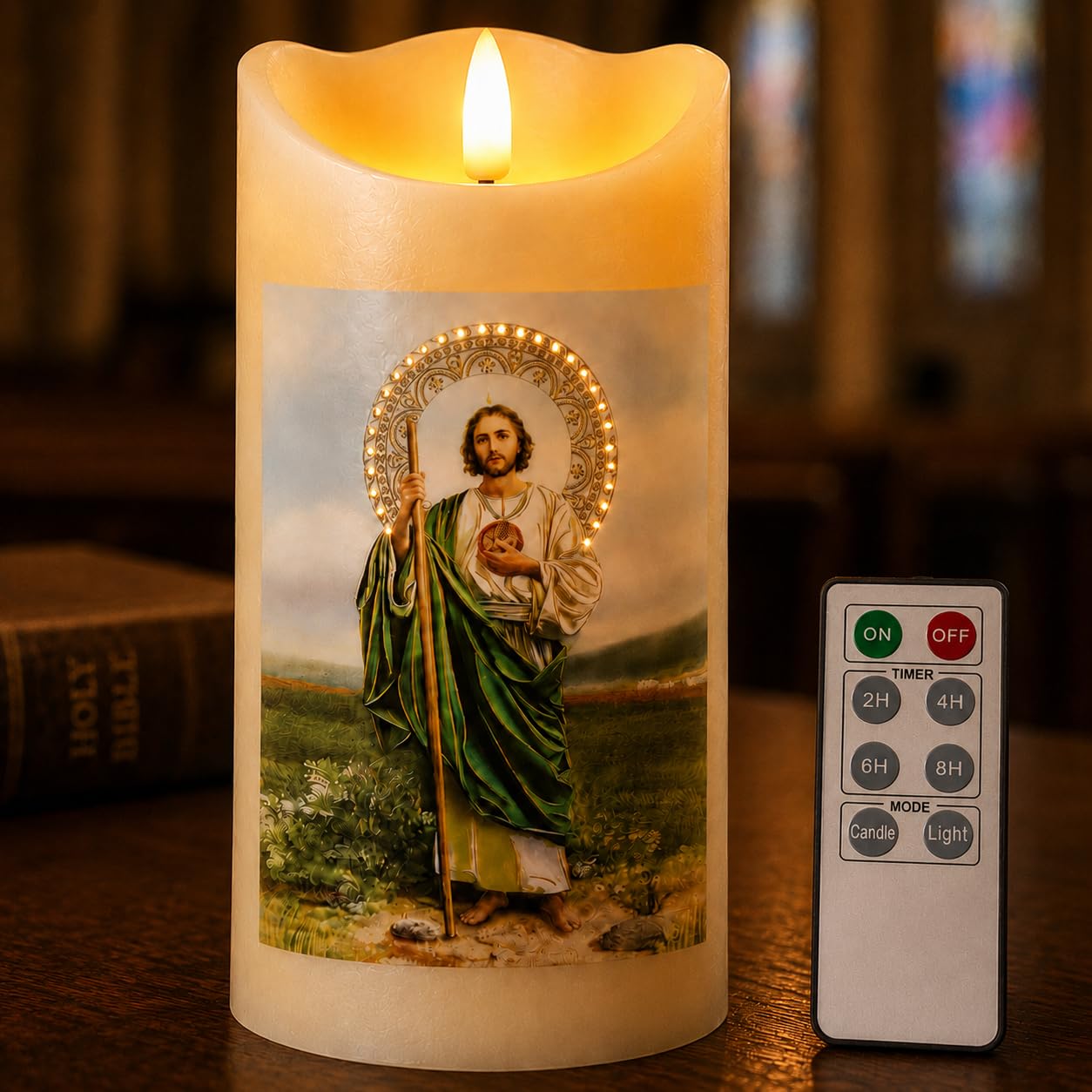 Vela de oración de santo, vela LED para oración, conmemorativa, decoración