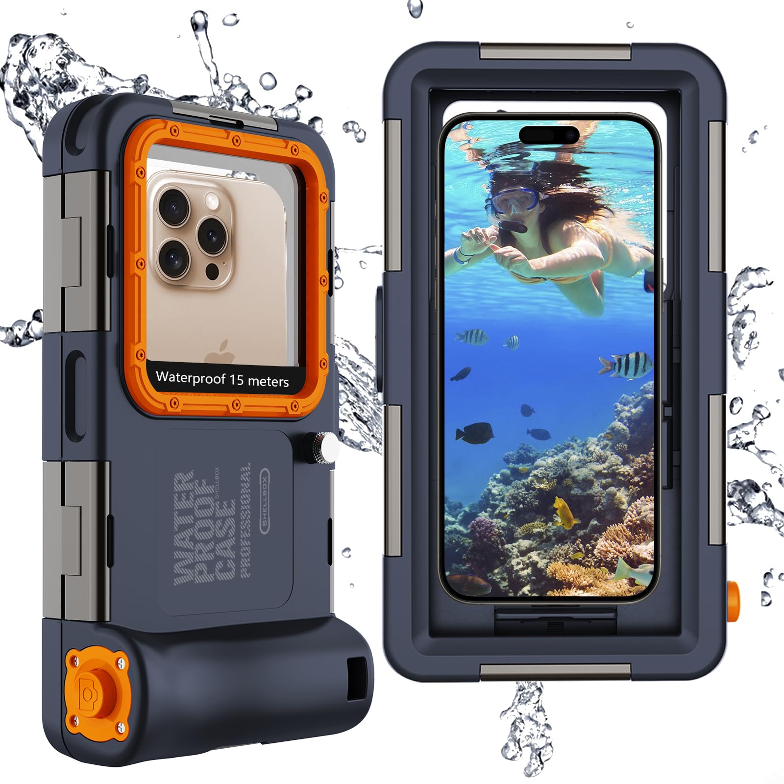 Funda universal de buceo submarino para teléfonos de 4.7 a 4.9 pulgadas (botón de volumen a la izquierda), compatible con iPhone 16/15/14/13 Series, fundas impermeables profesionales de buceo