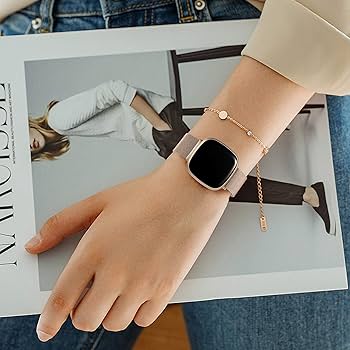 AmBand Compatible For Fitbit Versa 4/3/2/ Fitbit Versa Lite/Fitbit Sense 2/ Fitbit Sense Bands With Case, Protective Smartwatch Case Strap Rugged Sport Protector Wristbands Men Black