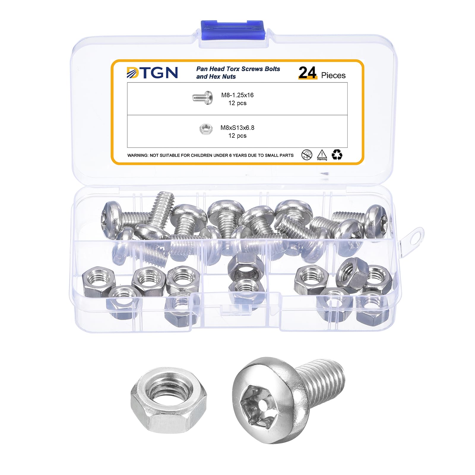 DTGN M8x16mm Pan Head Torx Security Screws, 24Pack, Good for Machinery