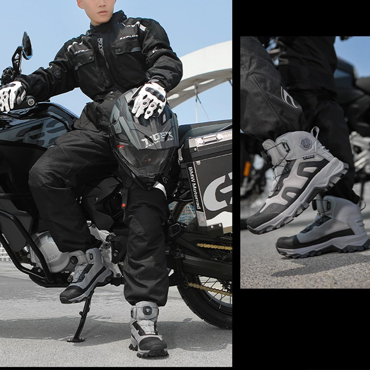 SDEQA Stivali Moto Uomo Donna Scarpe de Moto | Antiscivolo Impermeabili Traspiranti Supporto alla Caviglia e Shift
