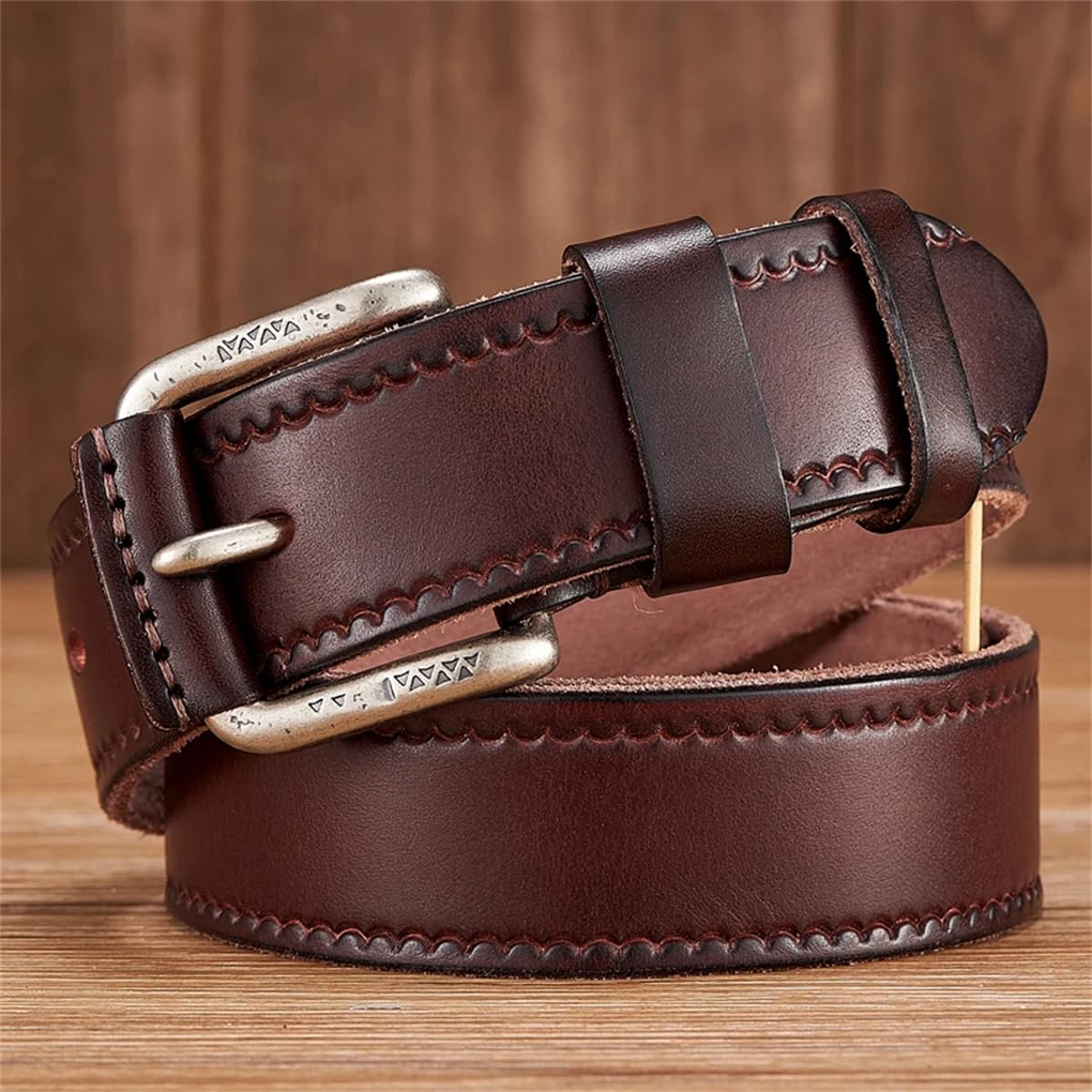3,8 Cm Gürtel Aus Echtem Rindsleder, Jeansgürtel Für Herren, Luxuriöser Klassischer Designergürtel, Retro-Dornschließe