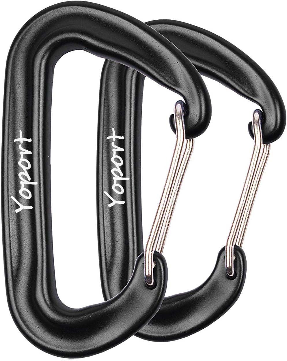 Yoport Camping Hammock Carabiner 12 KN Snag-Free 2 Pack Wiregate Carabiners Biners – Rated 2,645 Pounds for Hammocks, Camping, Backpacking, Home, Rv, Fishing, Hiking, Traveling