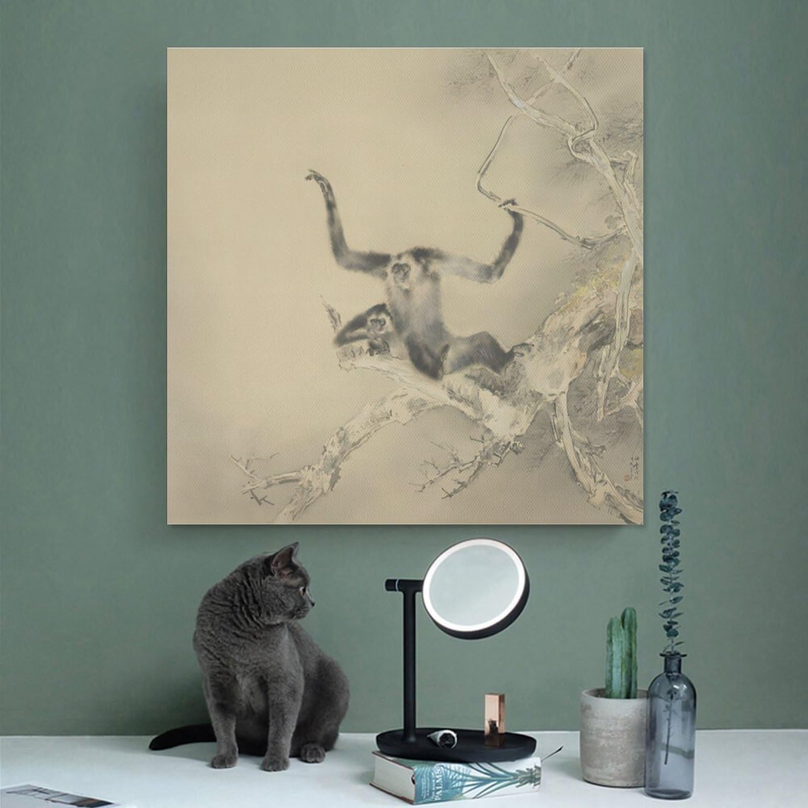 Amazon.co.jp: 橋本関雪 名画 玄猿 ポスター キャンバス 壁アート