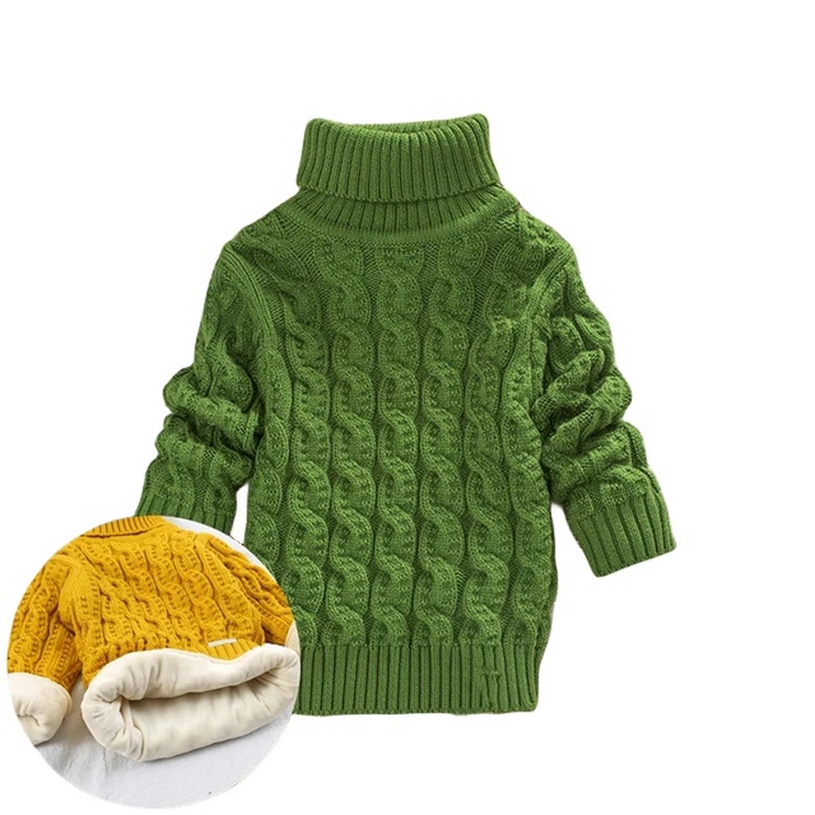 Zonto Winterunterwäsche für Kinder Plüsch Gefütterte Einfarbige Winter Verdickte Strick Rollkragenhemd Für Jungen Und Mädchen Und Rollkragenpullover Pullover-Plüsch Innen Grau B-Größe 5T (Tag 20)