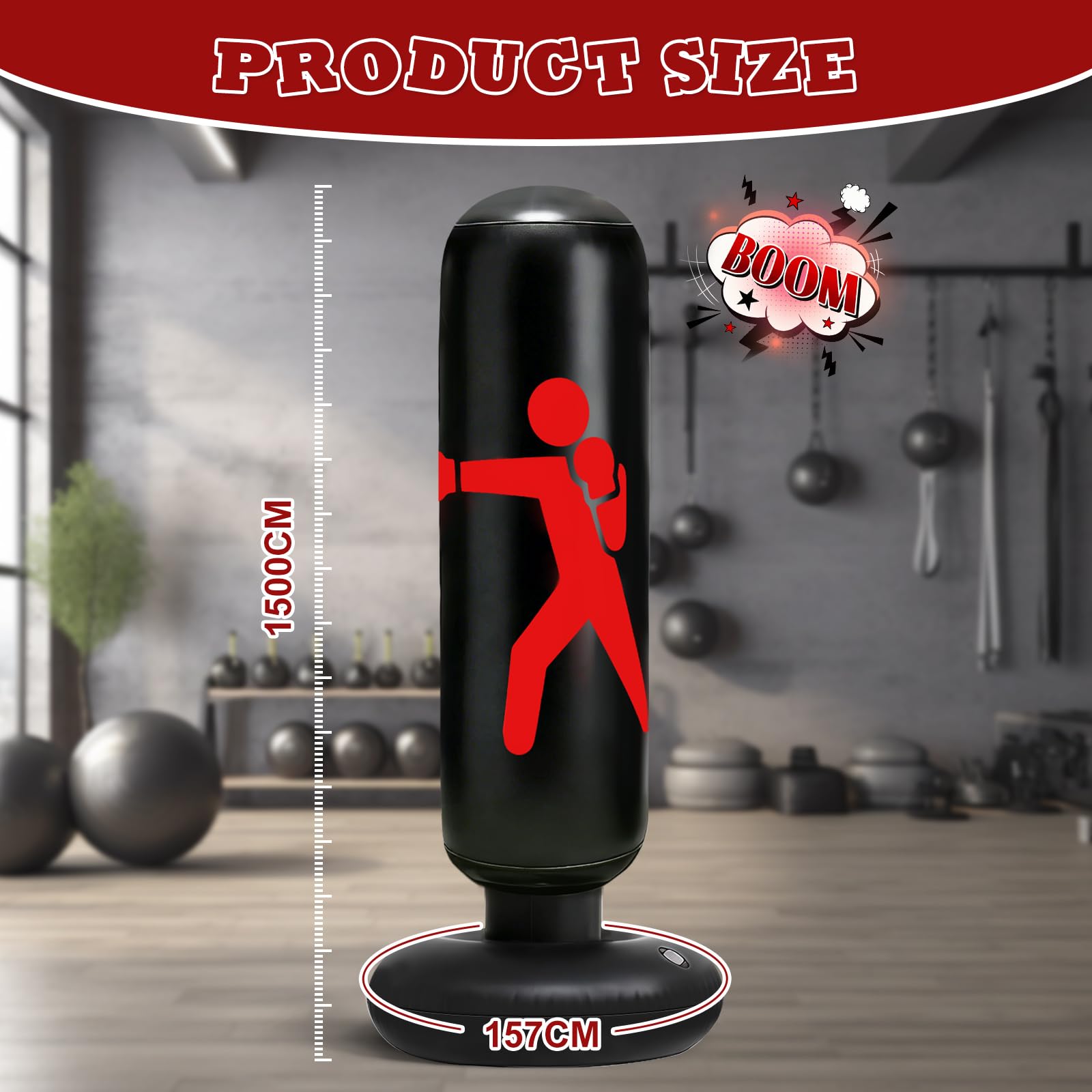 flintronic Sacco da Boxe da Terra Bambini con Guantoni da Boxe, 120cm Pungiball Bambini, Sacchi da Boxe Gonfiabile per Ragazzi e Ragazze 5-12 Anni, Per Praticare Karate Taekwondo MMA